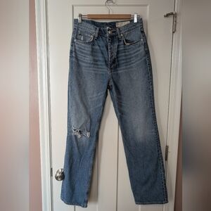 rag & bone Alex High Rise Distressed Straight Leg Jeans in Blue
